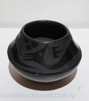 San Ildefonso Blackware Jar by Desideria details San Ildefonso Blackware Jar by Desideria
