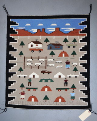 Navajo Pictorial Landscape Weaving details Navajo Pictorial Landscape Weaving