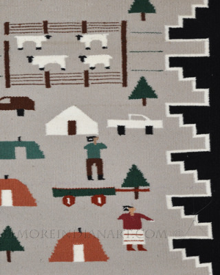 Navajo Pictorial Landscape Weaving details Navajo Pictorial Landscape Weaving