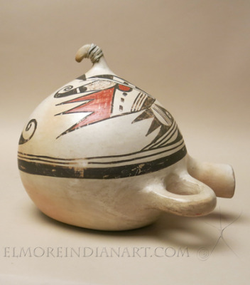 Hopi White-Slipped Kachina Canteen by Lena Charlie