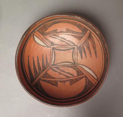Black on White on Red Hopi Bowl by Nampeyo, c.1905