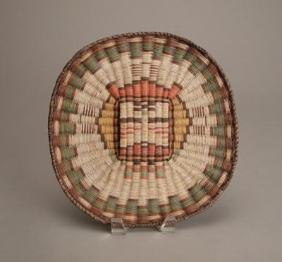 Hopi Wicker Plaque w/ Pahlik Mana Kachina, c.1940