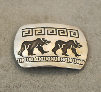 Navajo Silver Overlay Belt Buckle by Rosco Scott