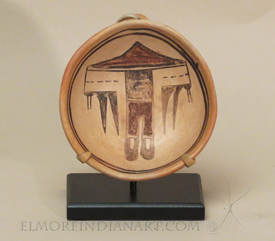 Hopi Small Polychrome Dish with Lug, c.1905 	