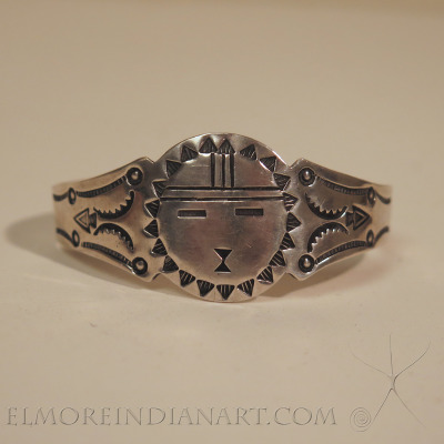 Navajo Silver Bracelet with Hopi Tawa, c.1940