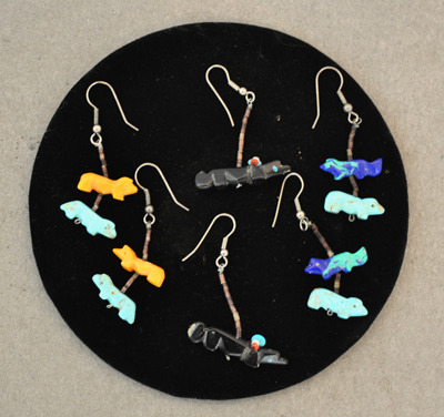Three Pairs of Zuni Fetish Earrings