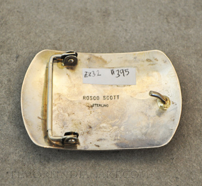 Navajo Silver Overlay Belt Buckle by Rosco Scott