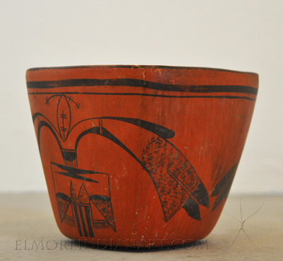 Unusual Square Black on Red Pottery Jar by Nampeyo, c.1900-1910